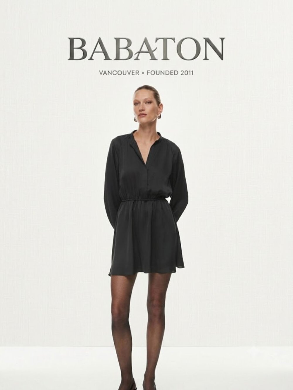 BABATON - Lexington Black Satin Dress - 2XS - Picture 1 of 17
